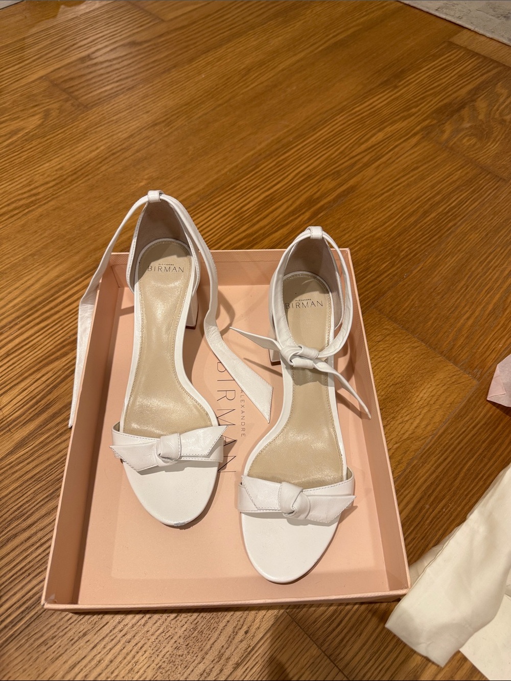 Alexandre Birman White Bow Ankle-Tie Sandals